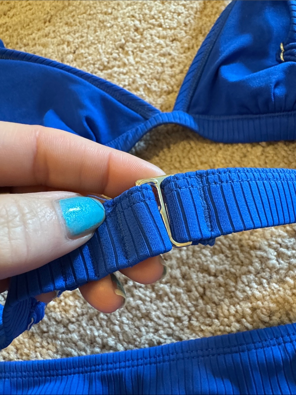 Royal Blue Ribbed Bikini Set - Picture 6 of 7